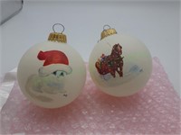 2 hand painted, blown glass West German ornaments