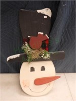 Handcrafted 25" snowman wall hanging décor