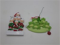 Customizable family of 6 ornaments-frogs & people