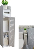 Small Bathroom Storage Corner Floor Cabinet,White