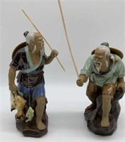 (2) Vintage Asian Glazed Pottery Figurines