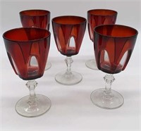 (5) Red Ruby Gothic Arch Stem Cordials