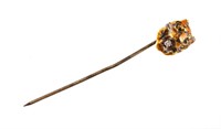 14K Gold & Diamond Enamel Tiger Stick Pin