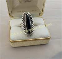 Silver & Onyx ring, 1950's Native size 5