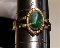 Vintage Sunbell 12K gold & jade ring *RESERVE*