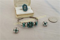 Sterling Zuni NM set signed by artist