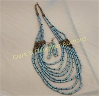 Blue and bronze necklace set