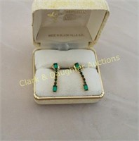 Gold and green stone earrings