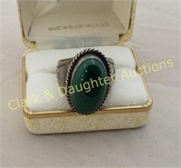 Men's Sterling Ring with green stone*RESERVE*