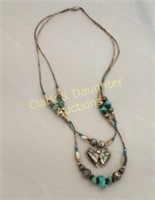 Vintage necklace, silver, turquoise and shell
