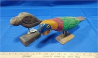 2 Small Folk Art Wooden Birds