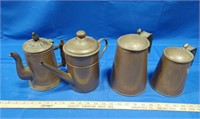 4 Solid Copper Teapots