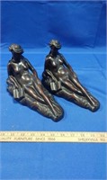Carved Mahogany Art Nouveau Bookends