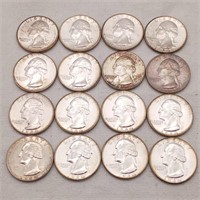 16 UNC 1964 Wash Quarters