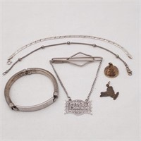 Silver Bracelets Tie Clip & Charms
