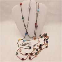 2 Flapper Style Glass Bead Necklaces
