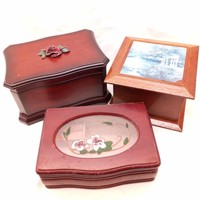 3 Wooden Jewelry Boxes