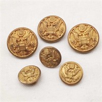 6 Military Buttons Incl Waterbury