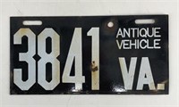 Virginia Porcelain Antique Vehicle License Plate