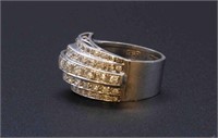 RETRO PLATINUM DIAMOND WIDE BAND RING