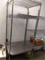 Silver Metal Desk and Shelving Unit