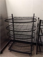 Steel wire 5 shelf rack on wheels