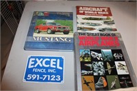 2 WWII AIRPLANE BOOKS, FORD MUSTANG BOOK