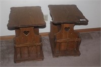 PAIR OF OAK FINISH END TABLES
