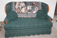 GREEN COUCH AND LOVESEAT