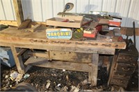 WOODEN WORKBENCH & CONTENTS