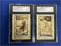 CARL HUBBELL & TED LYONS AUTOGRAPHED CARDS-SGC