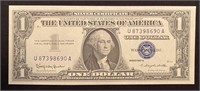 Series 1957B Blue Seal One Dollar Bill. Looks