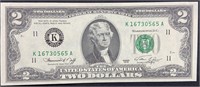 Series 1976 Jefferson Green Seal Two Dollar Bill