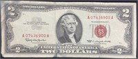 Series 1963 Jefferson Red Seal Two Dollar Bill