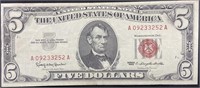 Series 1963 Lincoln Red Seal Five Dollar Bill