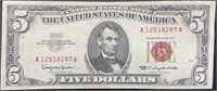 Series 1963 Lincoln Red Seal Five Dollar Bill