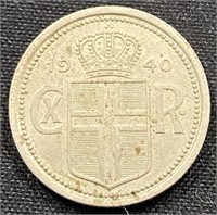1940 - Iceland Aurar 25 coin