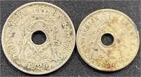 1920 - Belgium 5&10  coins hole