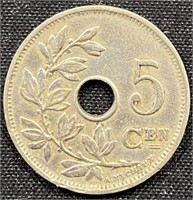 1927 Belgium 5 cent coin