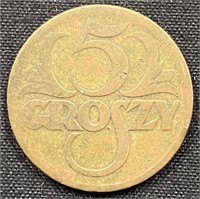 1923 - Poland 5 croszy coin