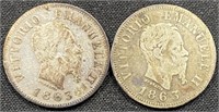 1863 - Italy 50 cent coins