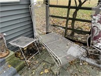 Metal Outdoor Chaise Lounge and Table