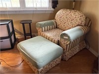 Upholstered Side Chair and Ottoman