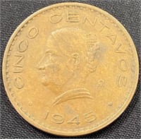 1945- 5 Cent Mexican Coin