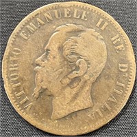 1862- Vittorio Emanuele II 10 cent coin