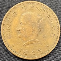 1945- 5 Cent Mexican Coin