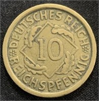 1925- 10 Reichspfennig German coin