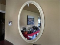 Oval Mirror with Wooden Frame