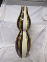 PURPLE, GOLD AND BROWN STRIPED VASE - SIGNED