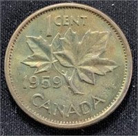 1959- Canadian 1 cent coin